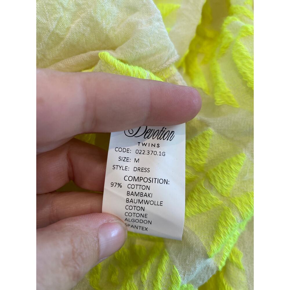 Anthropologie x DEVOTION TWINS ELLA DRESS Yellow Mini Flare Sleeve Size Medium - Picture 7 of 7